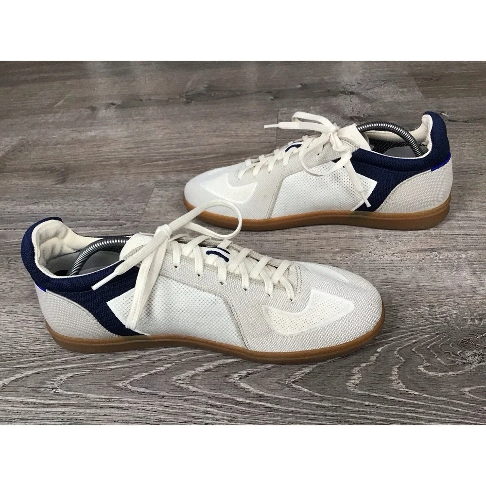 Rothys RS01 Blue And Cream Men's Lace Up Shoes Size 12 Casual knit sneakers